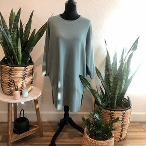 Eileen Fisher 3/4 Sleeve Wool Tunic Sweater in Elm